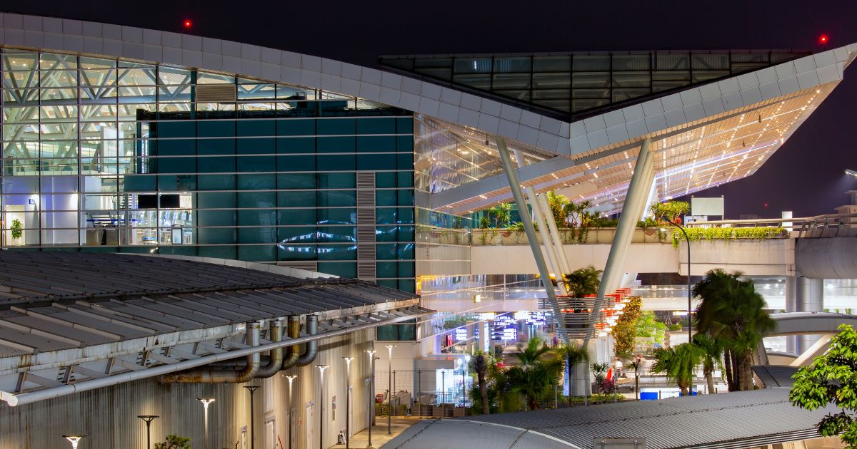 Modern Architectural Marvel: Illuminated Airport Terminal